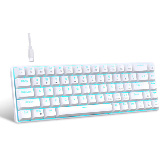 68-Key Mechanical Gaming Keyboard with Ergonomic Design, RGB Backlit LED, Hot-Swappable Blue Switches for PC and Laptop Use in Office Settings