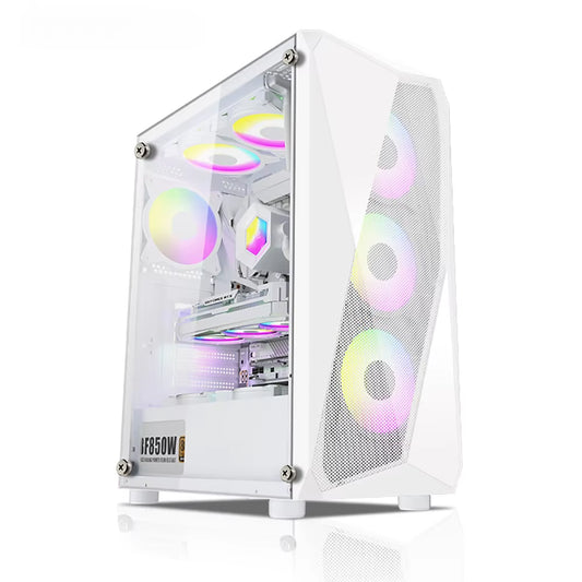 Computer Casing Desktop Case with Tempered Glass Cabinet RGB Cooling Fan Computer Gaming PC Case