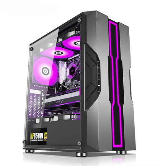 E-ATX Case Gamer with Tempered Glass Cabinet RGB Cooling Fan PC Towers RGB Desktop Casing Gaming Case for Computer